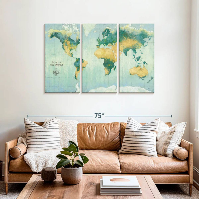Aliaz Earth Map, 36" H x 57" W