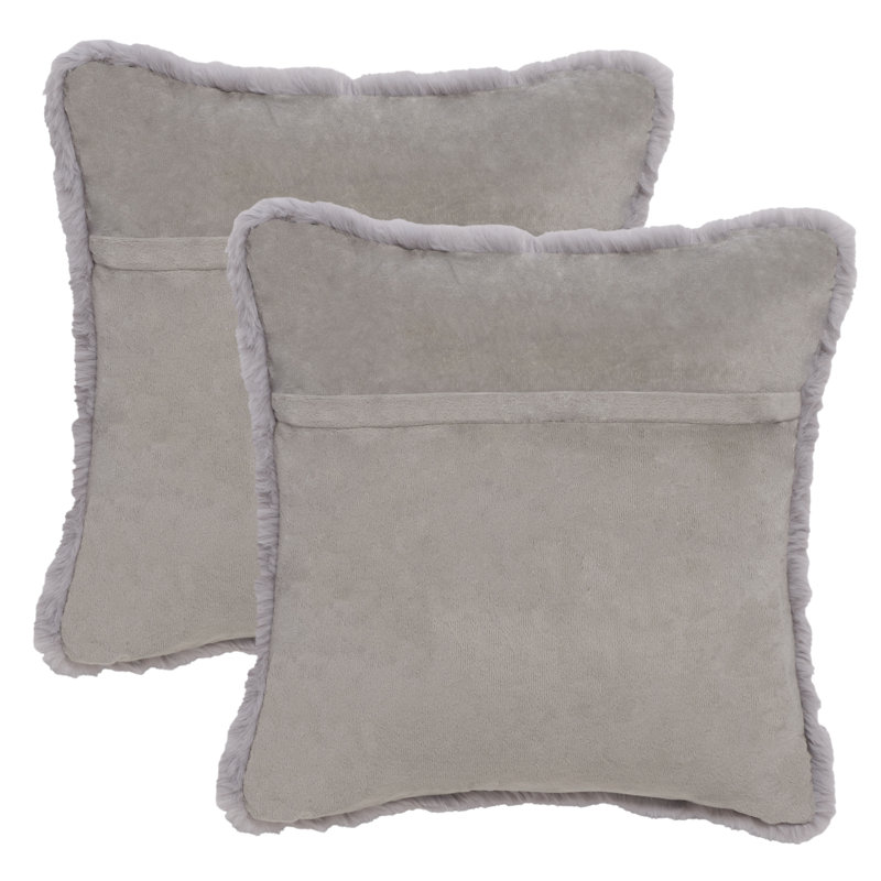 Faux Fur Throw Pillow, Gray, 21" x 21"