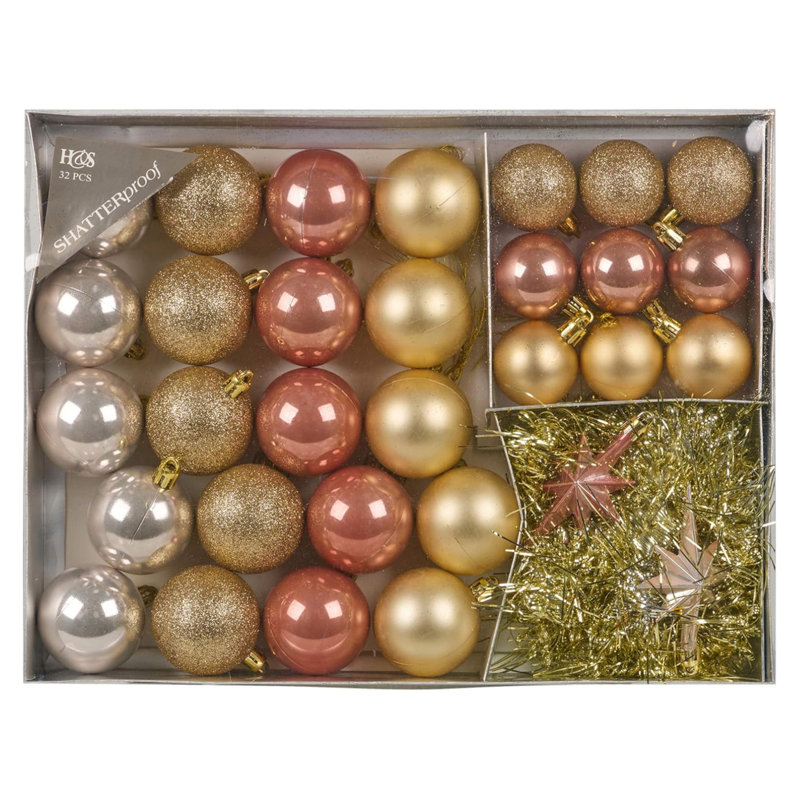 25cm Astrology & Stars Ball Ornament, Pink Blush