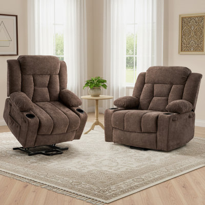 Fauteuil inclinable électrique de 41,73 po de large avec massage et chaleur pour personnes âgées, fauteuil inclinable surdimensionné avec poches latérales pour le salon (ensemble de 2)