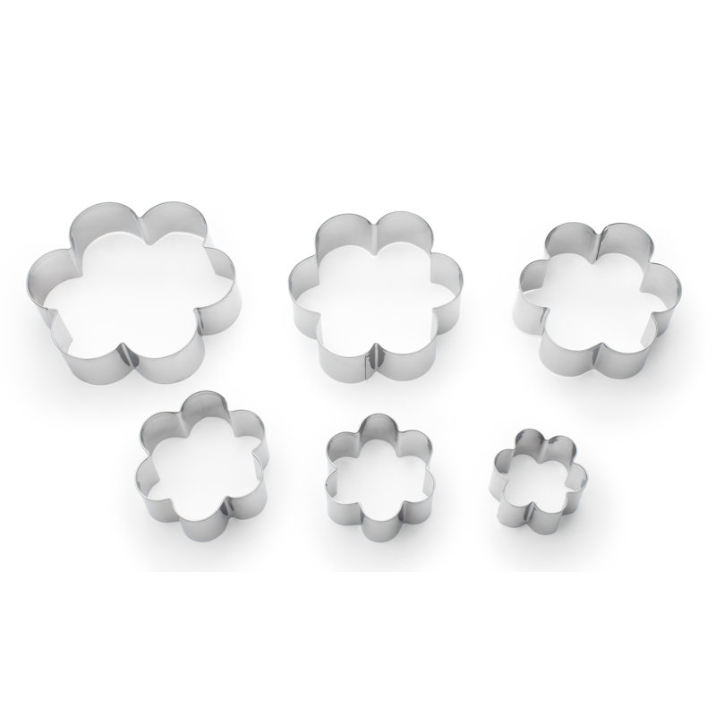Stainless Steel Flower Cookie Cutter Set with Storage Tin