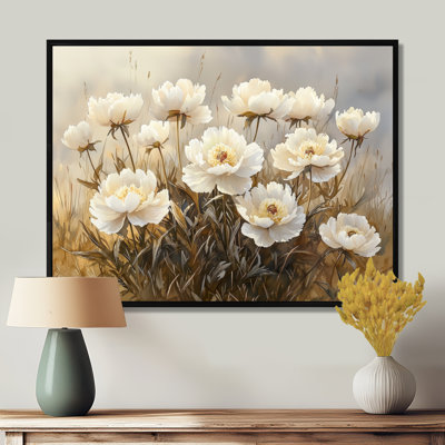 Drishti pivoines dans la brume de basse-cour II - pivoines, art mural large