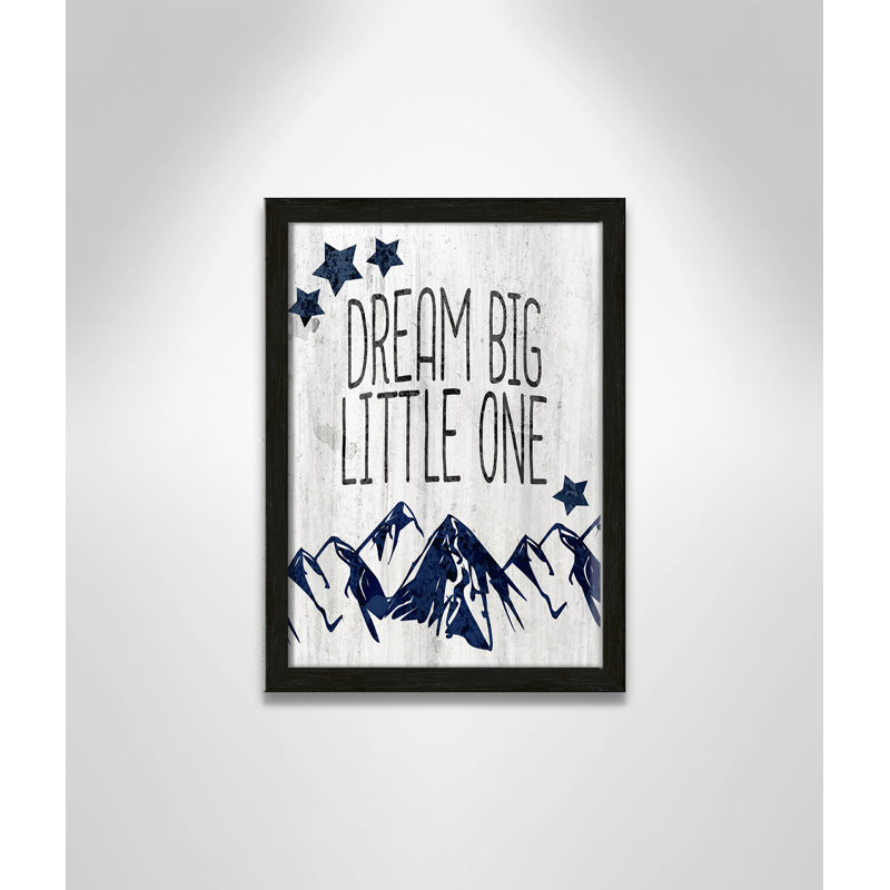 Dream Big Little One' Wall Decal, 14" H x 10" W x 1.18" D, Black Woodgrain Box Framed