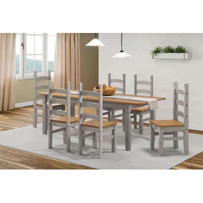 6 - Person Extendable Pine Solid Wood Dining Set