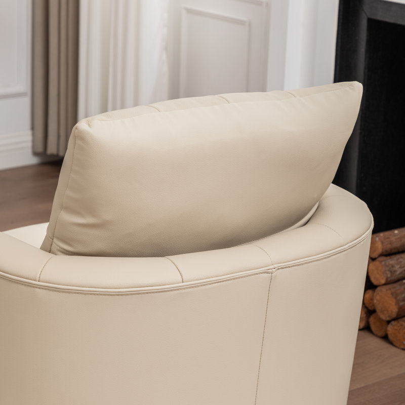 Fauteuil pivotant en cuir véritable Azib, Beige
