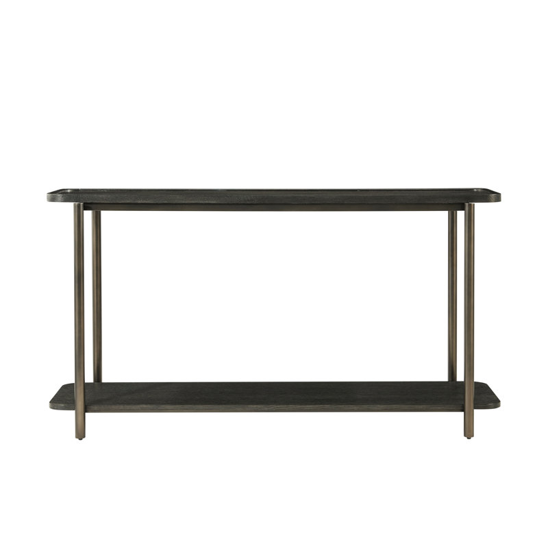 Repose 60'' Solid Wood Top Console Table, Charcoal Oak