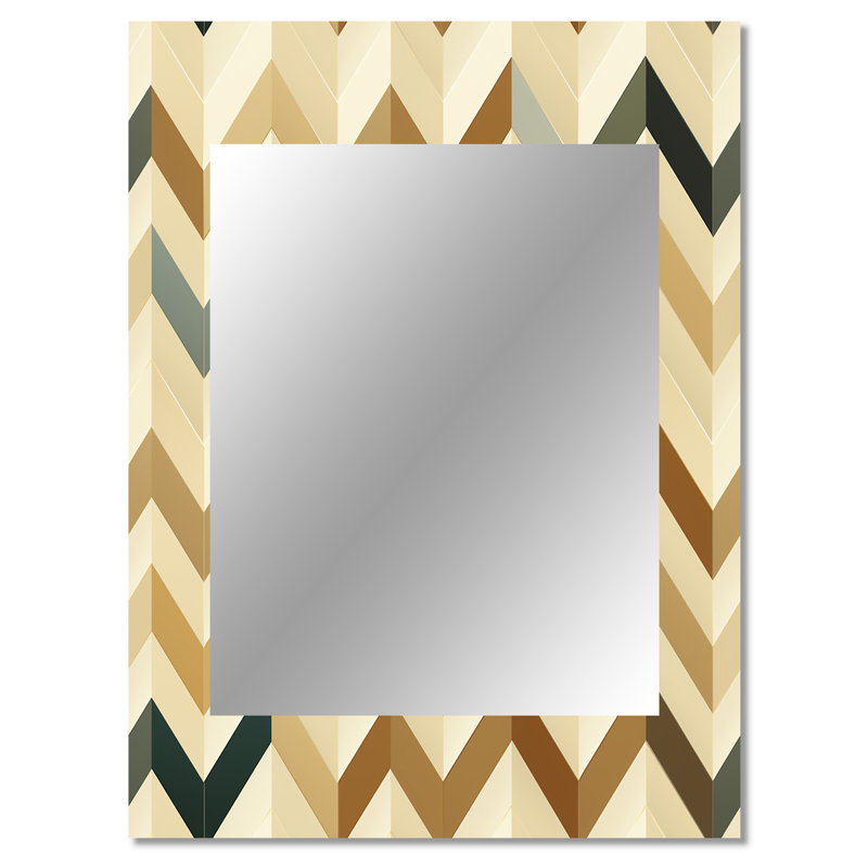 Adilynne chevron beige à chevrons élégance - miroir décoratif à chevrons, miroir mural glam, impression sur métal
