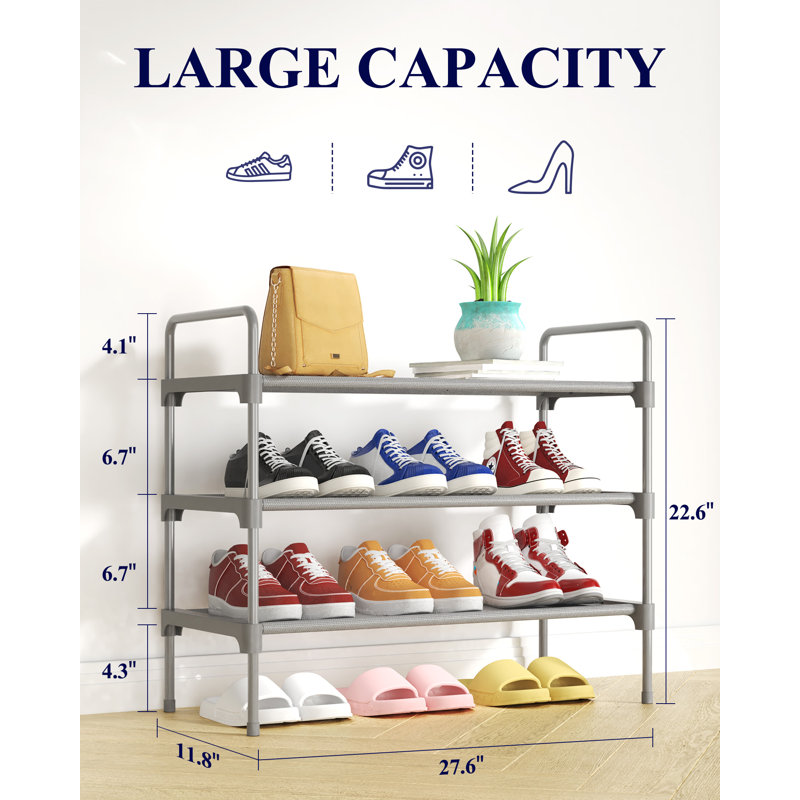 Shoe Rack for Closet, Sturdy and Long-Lasting Shoe Shelf, Shoe Rack for Entryway, Personalized DIY Shoe Organizer, Shoe Rack Organizer for Space-Saving, 27.6" x 11.8" x 22.6", Grey