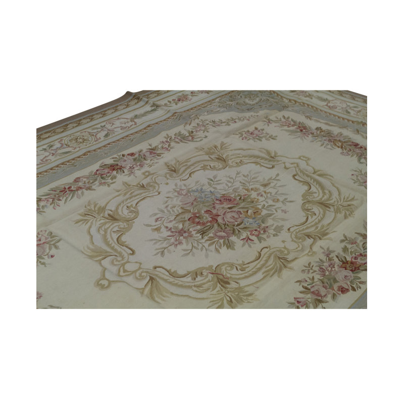 Hand-Knotted High-Quality Ivory and Light Blue Area Rug