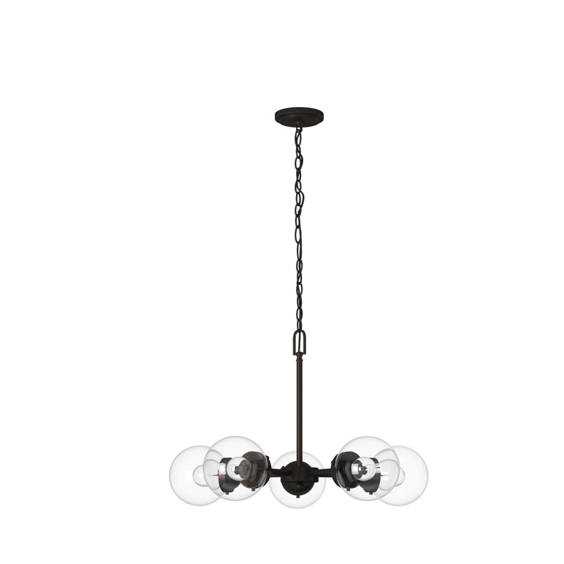 Lustre à 5 lumières à abat-jour Reegan, Bronze huilé