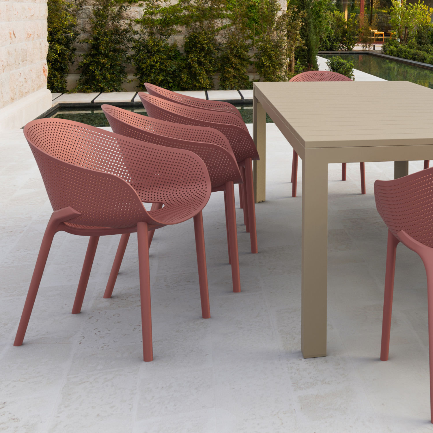 Farrah Stackable Patio Armchair, Marsala