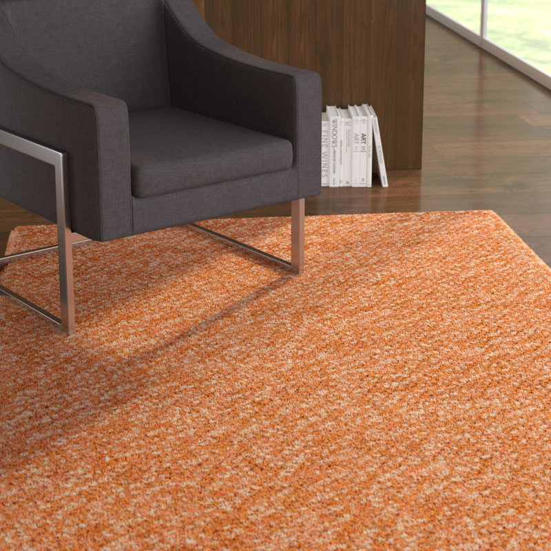 Tapis orange brûlé / rose vif en laine Audene, Rectangle 5 pi x 8 pi