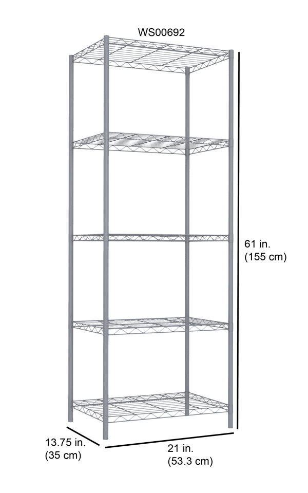 Home Basics Wire Heavy Duty 3-Tier Utility Shelving Unit (21-in W x  13.75-in D x 32-in H), Black in the Freestanding Shelving Units department  at