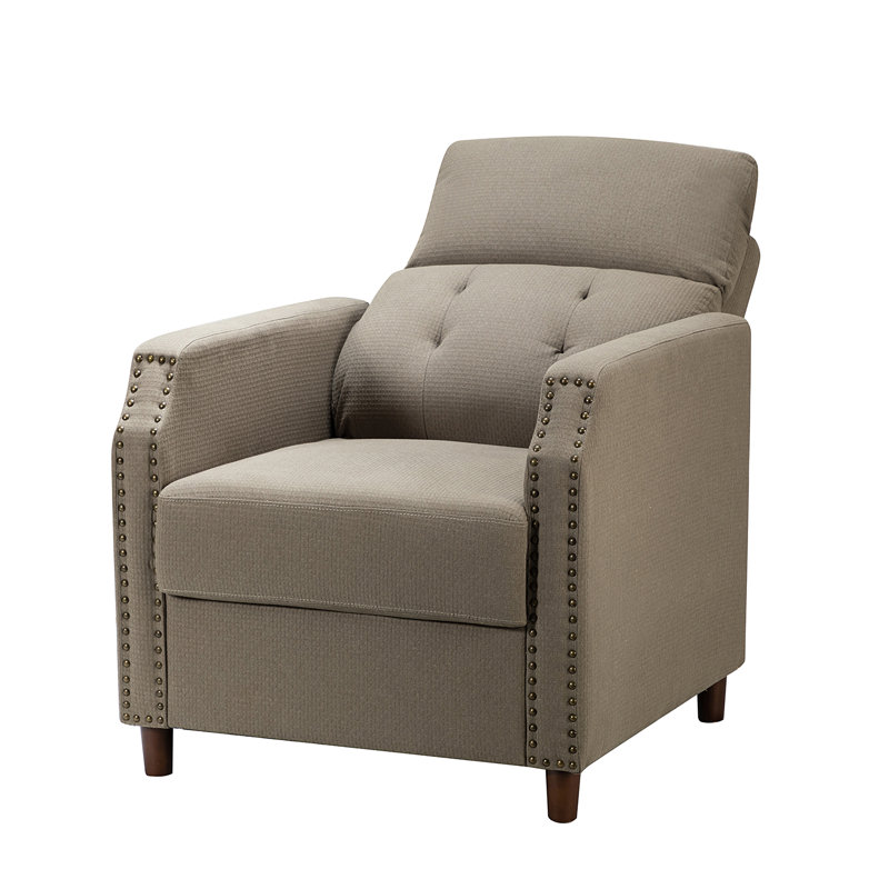 Ensemble de 2 chaises longues et repose-pieds Lando, Mélange de coton gris