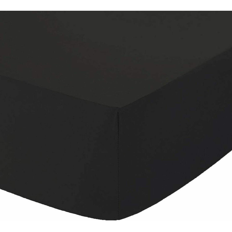 Agam Percale Fitted Sheet, Super King (6'), Black