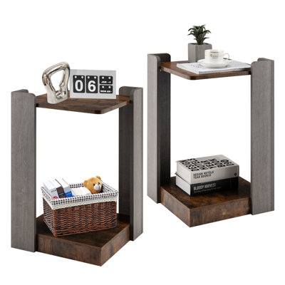 2 pièces canapé à 2 niveaux avec table de bout et tablette de rangement pour petits espaces salon