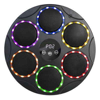Boxing Equipment with Red Gloves, Round Lantern Music Boxing Machine Target for Kids and Adults, Black