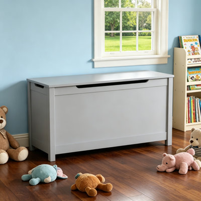 30 Inches Kids Wooden Toy Box/Bench With Safety Hinged Lid For Boys/Girls