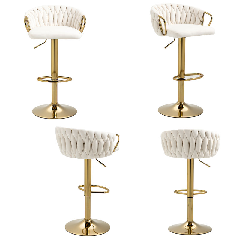 Christal Cerelly Height Adjustable Swivel Bar Stool, Ivory