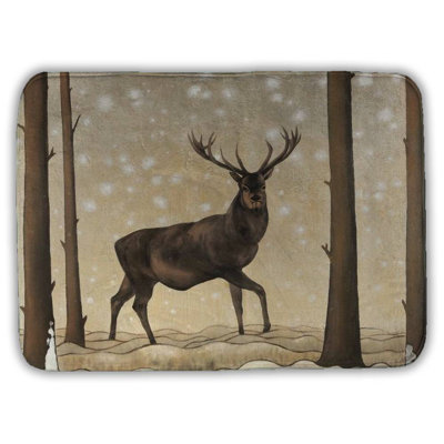 Roe deer in a winter landscape Bath Mat with Non-Slip Backing - Quick Dry Memory Foam Bathroom Rug - Absorbent - Modern Plush Spa-Style - Machine Washable