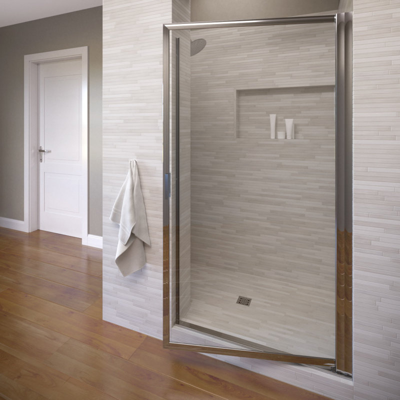 Deluxe 25.75" W x 63.5" H Pivot Framed Shower Door, Clear, Oil Rubbed Bronze