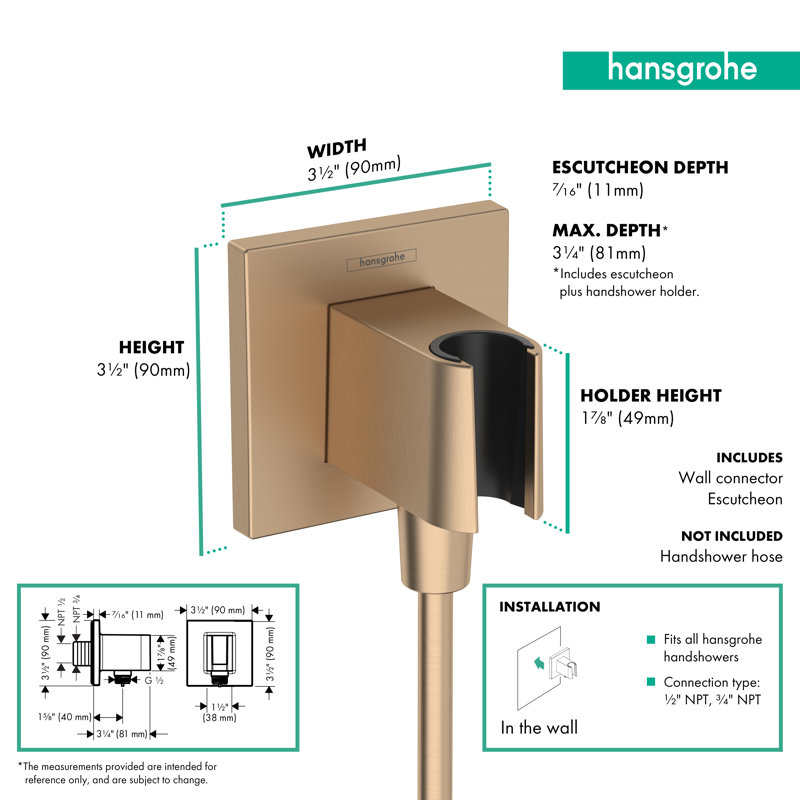hansgrohe FixFit E Wall Outlet with Handshower Holder, Brushed Bronze