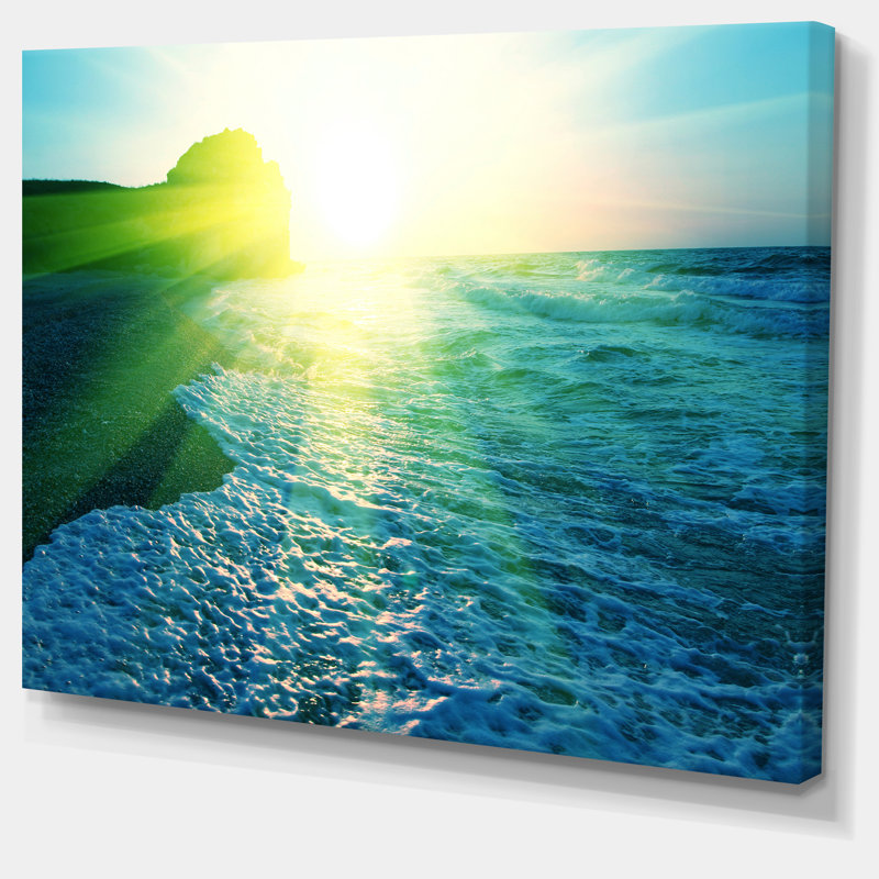 «Foamant Blue Waves», reproduction de photo sur toile tendue, H 16 po x l 32 po