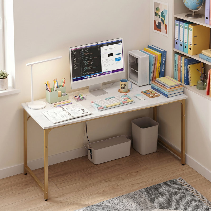 Computer Desk Simple Style Office Computer Desk 63 Inch Home Office Desk Gaming Writing Study Work Table For Small Spaces Home Office