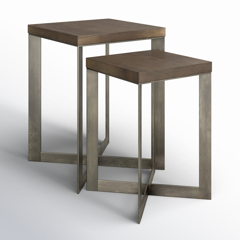Tables gigognes Tulane, Nickel / brun moyen
