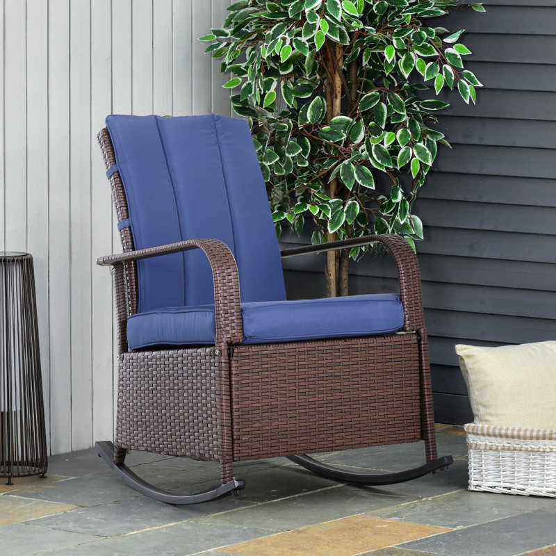 Chaise berçante d'extérieur en osier Outsunny, Bleu