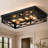 6-Light Matte Black Farmhouse Square Flush Mount Ceiling Light