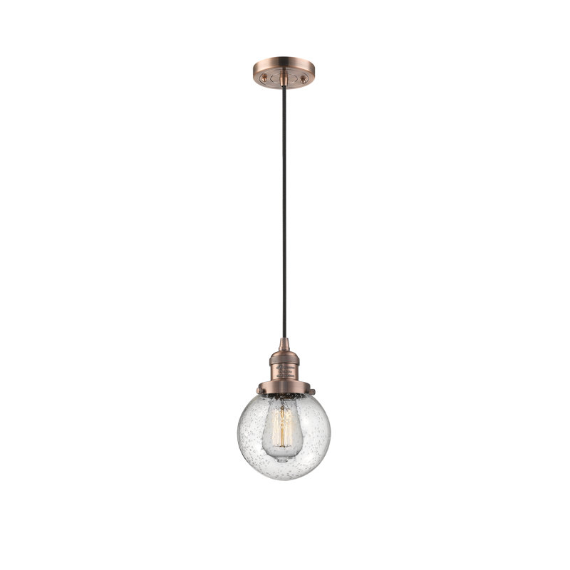 Luminaire suspendu sphère 1 lumière Zarmayr, Grainé, Cuivre antique, Ampoule non incluse