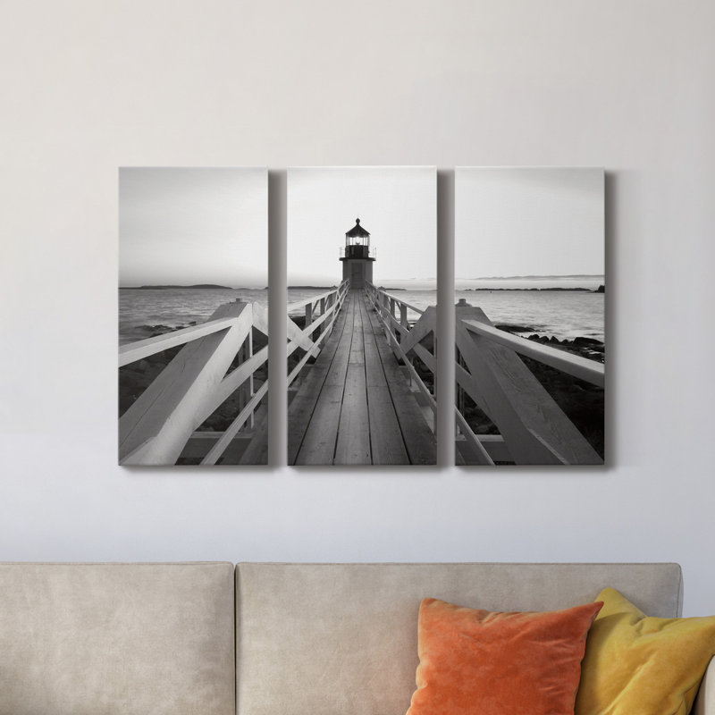 Phare de Marshall Point - photographie sur toile tendue 3 pièces, H 60 po x l 120 po x P 1 po
