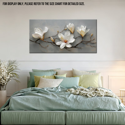 Art mural sur toile botanique blanc Magnolia