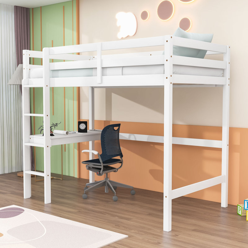 Gyneth Twin Loft Bed with Built-in-Desk by Harriet Bee, White