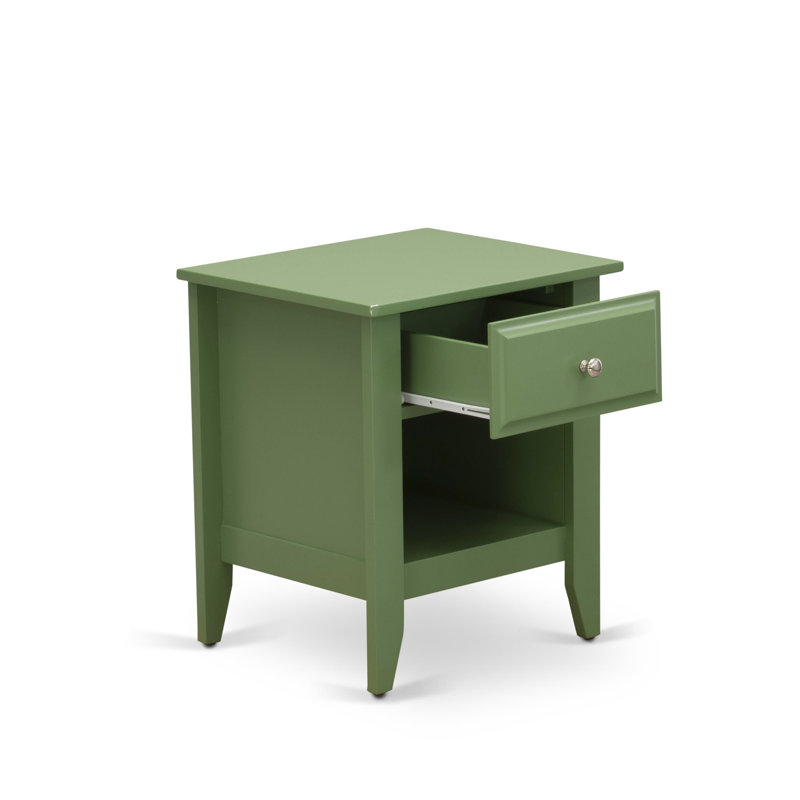 Ensemble de chambre à coucher 2 pièces - Lit double capitonné - Tête de lit tapissier en tissu de velours blanc lin et table de chevet au fini vert trèfle