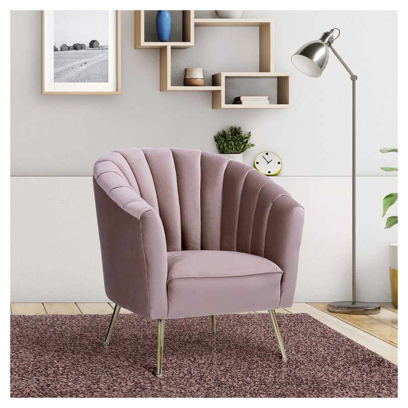 Hurwitz Velvet Barrel Chair, Blush