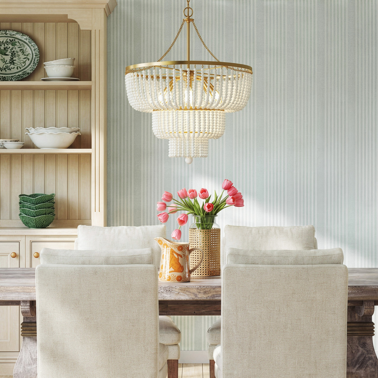 Reeves 6-Light Chandelier, Satin Brass