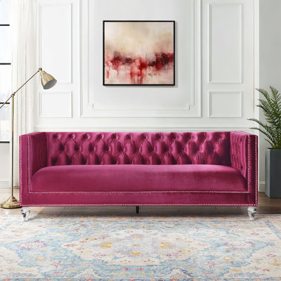 Kendrall 89.5'' Velvet Tuxedo Arm Sofa