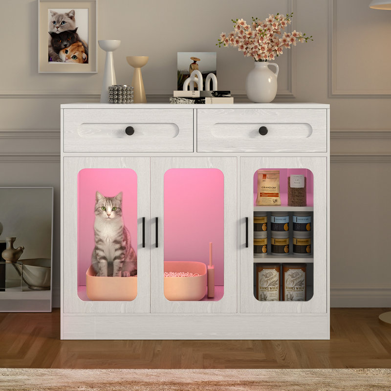 Enceinte de litière pour chat, Blanc