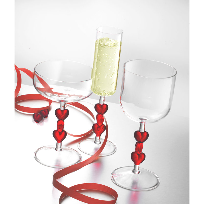 Ensemble de 2 flûtes à cœur rouge