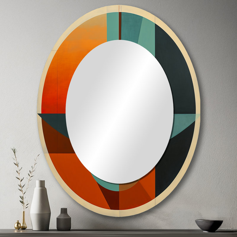 Miroir mural Odyssey Mid-Century rétro abstrait géométrique III, 43 po x 33 po