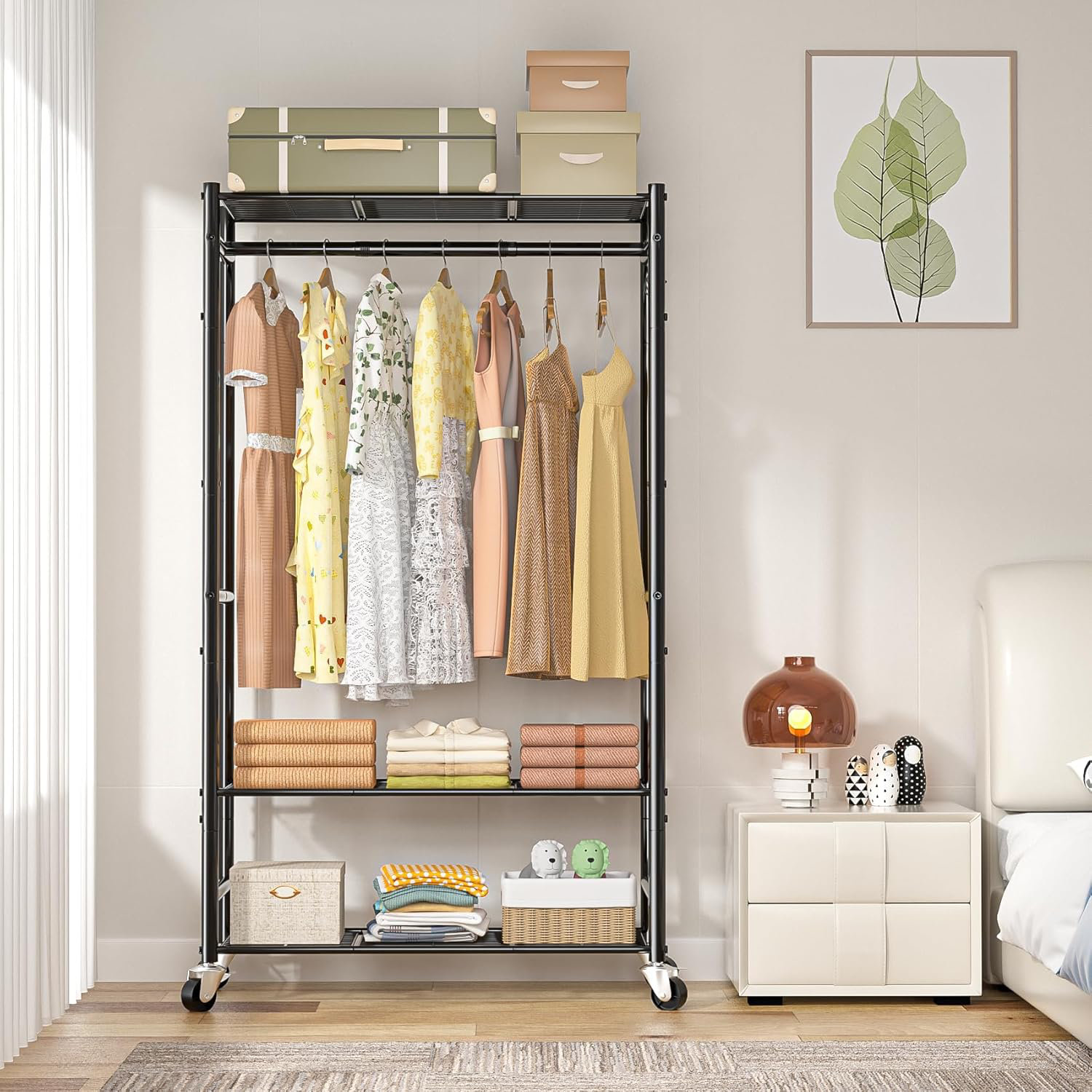 Transportable Clothes Rack Rebrilliant Heavy Duty Garment Rack With 3 Tier Wire Shelves ...