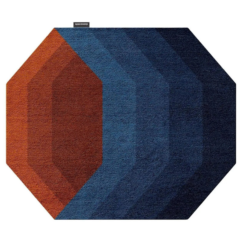 Asymmetric Geometric Patterned Multi-Colored Decorative Woven Base Rug, Runner 3'9.81" x 6'6.74"