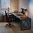 Nut-brown+Black Solid Wood+Iron with 3 drawers desk-375103411-375103422