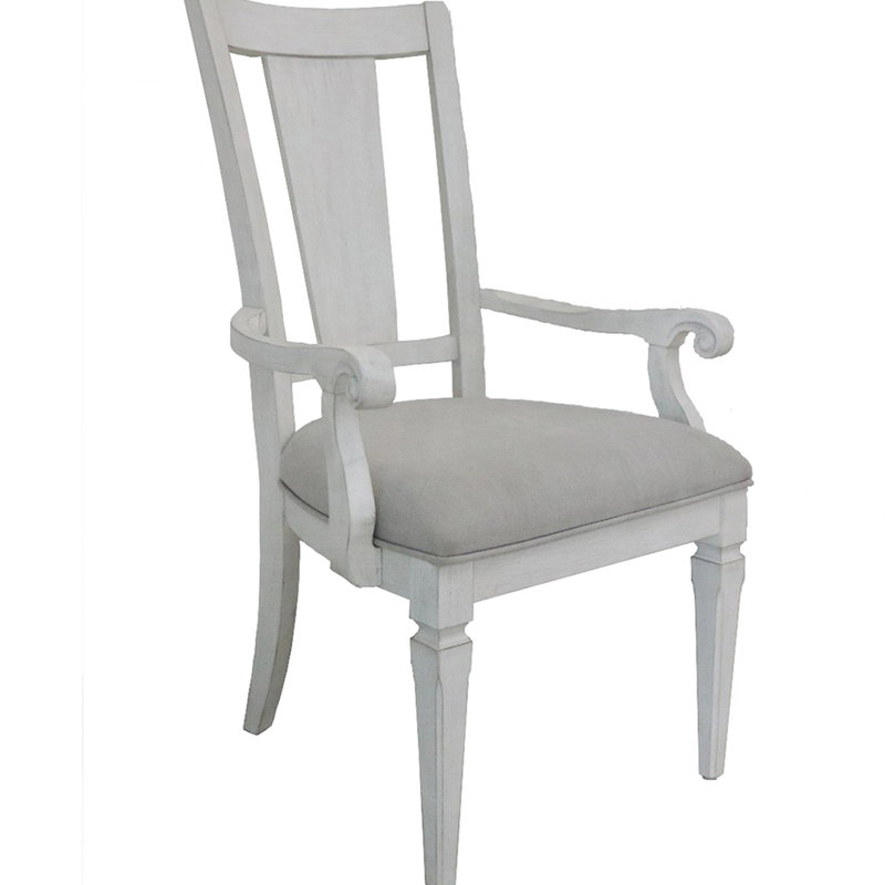 2 fauteuils de salle à manger gris et blanc patiné - sièges rembourrés, dossier à lattes, fauteuil chic en lin confortable