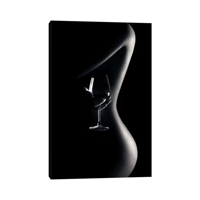Nude Woman Red Wine 3 by Johan Swanepoel - Print on Canvas, Wrapped Canvas, 101.6 cm H x 66.04 cm W x 3.175 cm D