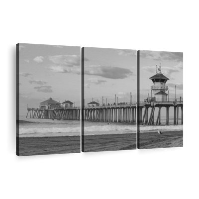 «Pier At Huntington Beach», 3 pièces sur toile