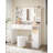 Vanity Desk with Mirror and 10 LED Lights, 3 Levels of Adjustable Brightness, Dresser Table with Hidden and Open Shelves