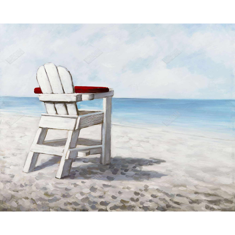 Chaise de plage blanche - Toile encadrée beige pour la décoration intérieure